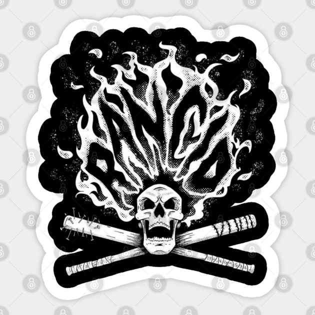 Skull Head Fire Of Rock Punk White Sticker by AbigailArt
